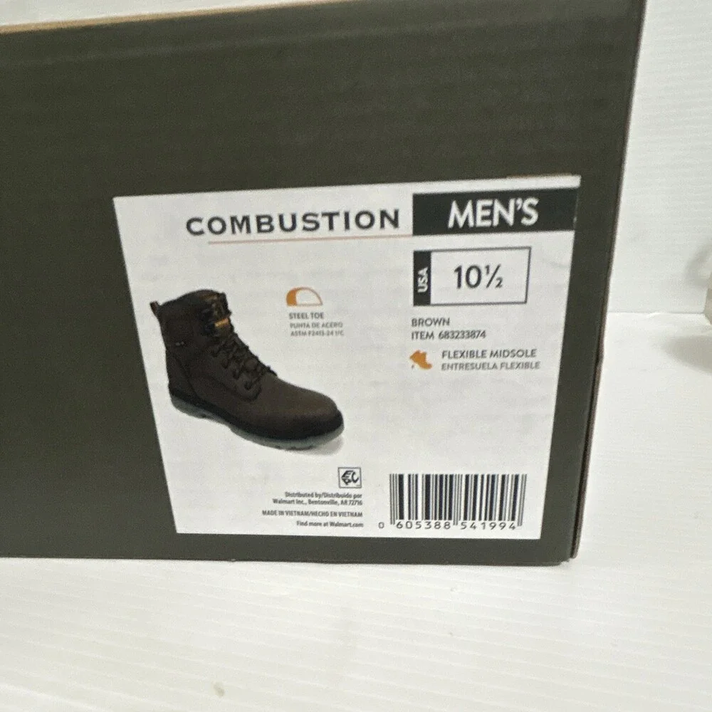 Brahma Combustion Men's 10.5D Brown Steel Toe Work Boots ASTM F2413-14